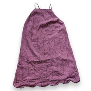 Lush Halter Backless Embroidered Eyelet Lined Maroon Purple Scalloped Dress L